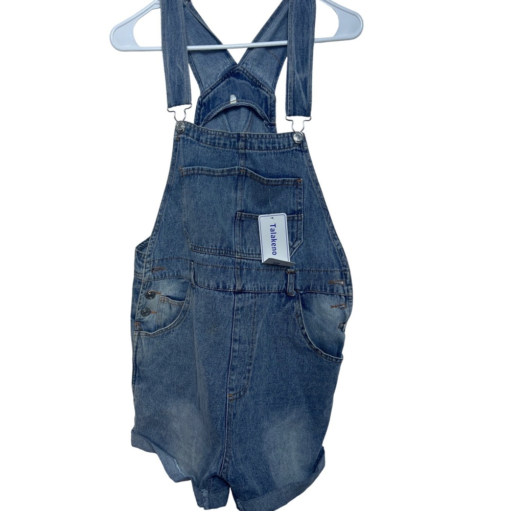 Talakeno Blue Denim Shortalls Women Small Overalls Bibs 90s Festival Utility NWT